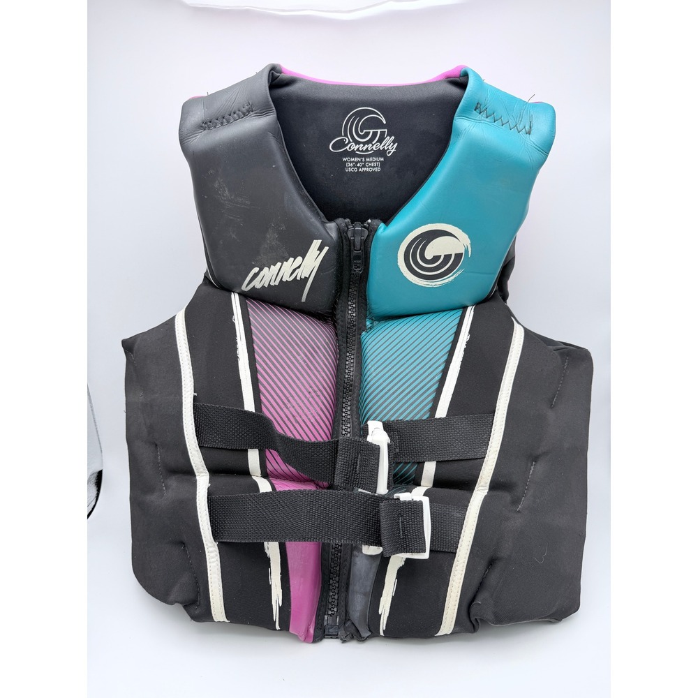 Connelly Life Vest PFD Pink Teal Black USCG Approved Zip Buckle 3226 WomenMedium
